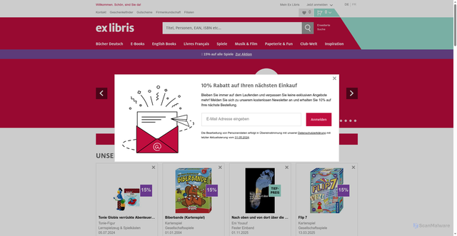 Security scan screenshot of https://www.exlibris.ch