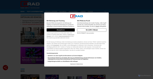 Security scan screenshot of https://prad.de