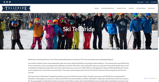 Security scan screenshot of https://www.telluride.net/telluride-ski-resort/