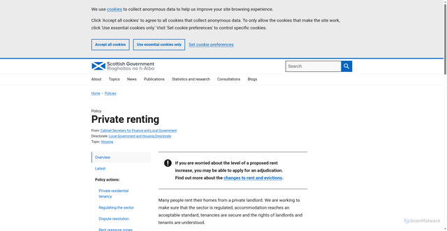 Security scan screenshot of https://www.gov.scot/policies/private-renting/