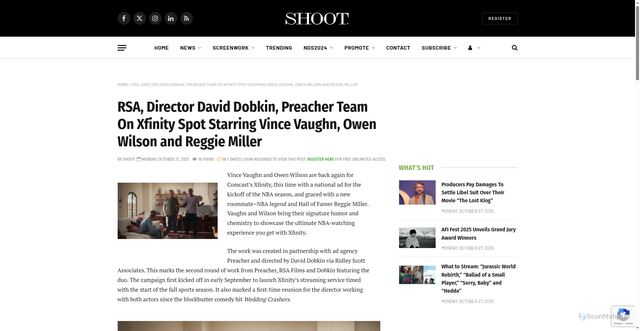 Security scan screenshot of https://www.shootonline.com/shoot_video2/rsa-director-david-dobkin-preacher-team-on-xfinity-spot-starring-vince-vaughn-owen-wilson-and-reggie-miller/
