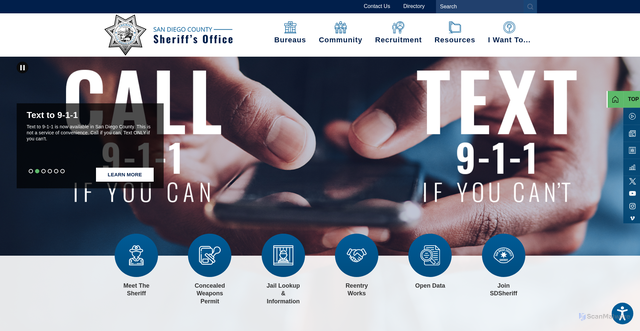 Security scan screenshot of https://www.sdsheriff.gov/