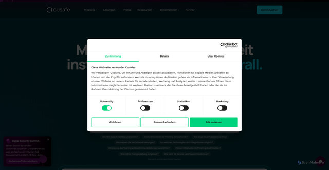 Security scan screenshot of https://sosafe.de