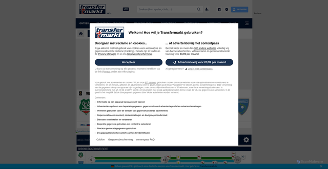 Security scan screenshot of https://www.transfermarkt.nl/spielbericht/index/spielbericht/4623032