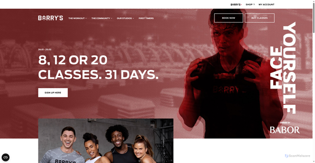 Security scan screenshot of https://barrys.com