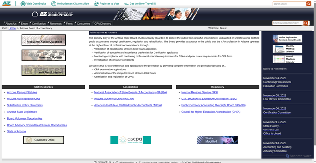 Security scan screenshot of https://www.azaccountancy.gov/