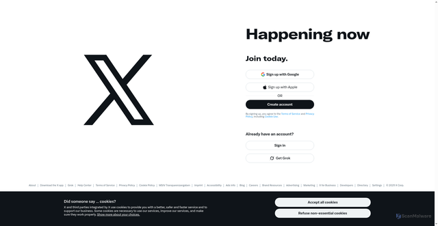 Security scan screenshot of https://x.com/?utm_source=nfoto.no&utm_campaign=731bc71b32-EMAIL_CAMPAIGN_2023_12_28_12_36&utm_medium=email&utm_term=0_d26c6d4588-731bc71b32-4832893&mc_cid=731bc71b32&mc_eid=UNIQID