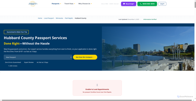 Security scan screenshot of https://mi6v43y104-staging.onrocket.site/local-passport/mn/park-rapids/hubbard-county/