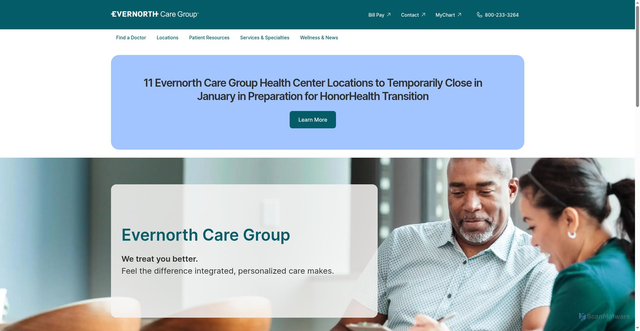 Security scan screenshot of https://evernorthcaregroup.com