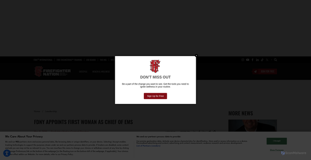 Security scan screenshot of https://www.firefighternation.com/fire-leadership/fdny-appoints-first-woman-as-chief-of-ems/