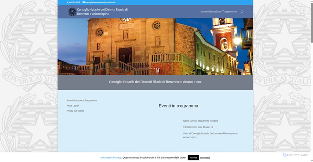 Security scan screenshot of https://www.consiglionotarilebenevento.it/