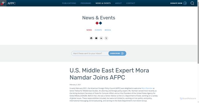 Security scan screenshot of https://www.afpc.org/news/news/u.s-middle-east-expert-mora-namdar-joins-afpc