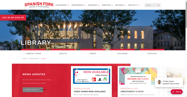 Security scan screenshot of https://www.spanishfork.gov/departments/library/