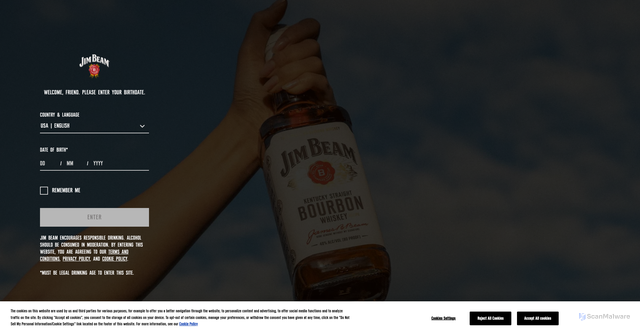 Security scan screenshot of https://www.jimbeam.com/en-us/visit-us