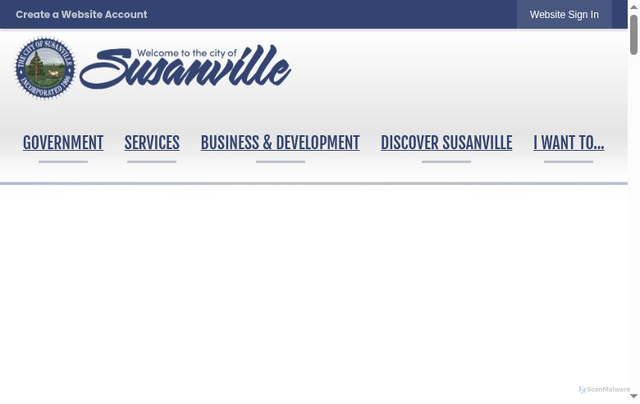 Security scan screenshot of https://www.cityofsusanville.gov/