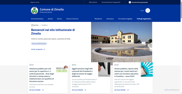 Security scan screenshot of https://www.comune.zimella.vr.it/