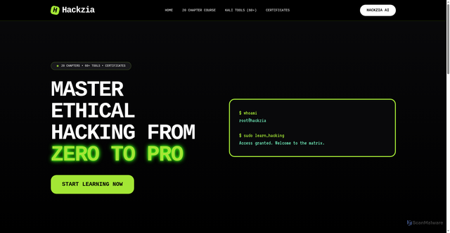 Security scan screenshot of https://hackzia-zall53eyec.edgeone.app/