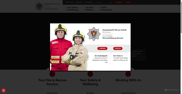 Security scan screenshot of http://www.southwales-fire.gov.uk