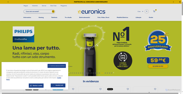 Security scan screenshot of https://www.euronics.it