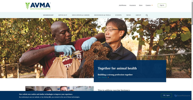 Security scan screenshot of https://avma.org