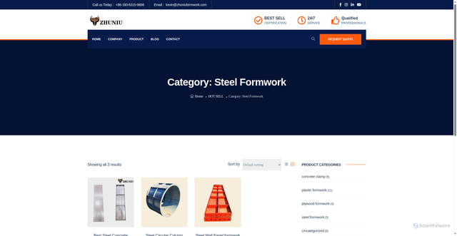 Security scan screenshot of https://niuformwork.com/product-category/steel-formwork/