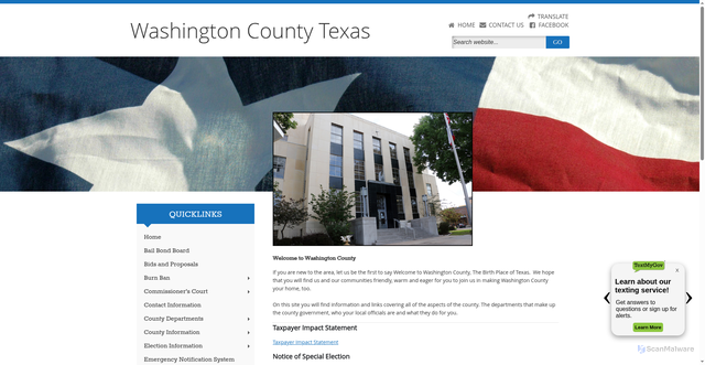 Security scan screenshot of https://www.co.washington.tx.us/