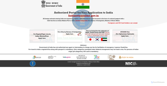 Security scan screenshot of https://indianvisaonline.gov.in/