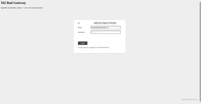 Security scan screenshot of https://webmailxcueu89-klausefncoi.appwrite.network/#contact@medicinbutiken.se