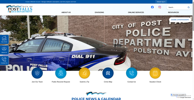 Security scan screenshot of https://postfallspolice.gov/