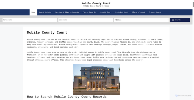 Security scan screenshot of https://mobilecountycourts.org/