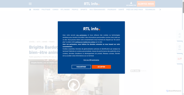 Security scan screenshot of https://www.rtl.be/actu/monde/france/brigitte-bardot-porte-son-combat-pour-le-bien-etre-animal-jusquen-belgique/2025-12-28/article/774820