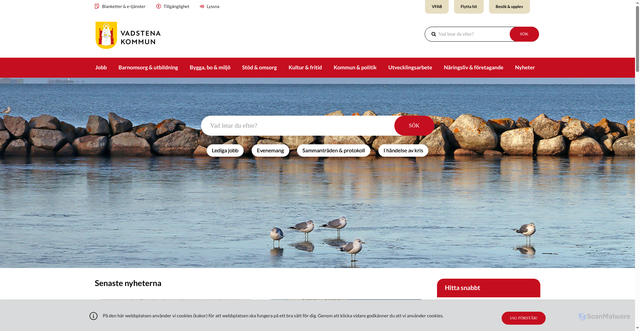 Security scan screenshot of https://www.vadstena.se/