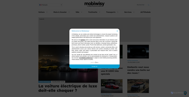 Security scan screenshot of https://mobiwisy.fr