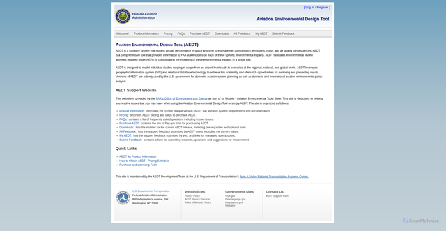 Security scan screenshot of https://aedt.faa.gov