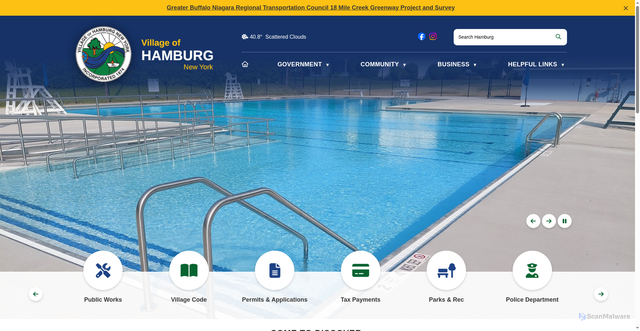 Security scan screenshot of https://villageofhamburgny.gov/
