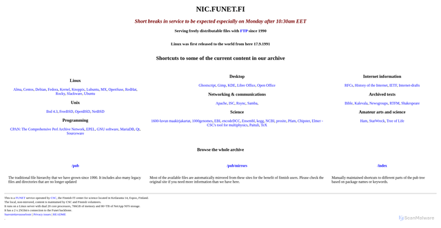 Security scan screenshot of https://mirrors.nic.funet.fi