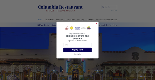 Security scan screenshot of https://www.columbiarestaurant.com/
