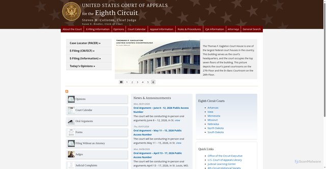 Security scan screenshot of https://www.ca8.uscourts.gov/