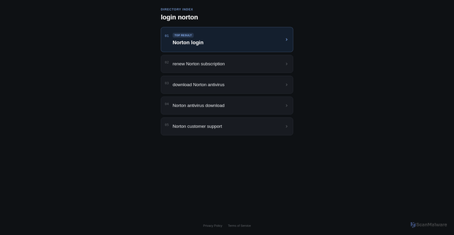 Security scan screenshot of http://ww547.loginnorton.com