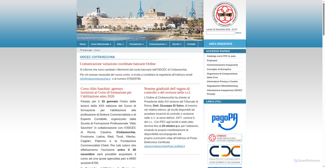 Security scan screenshot of https://www.odceccivitavecchia.it/