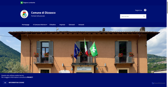 Security scan screenshot of https://www.comune.dizzasco.co.it