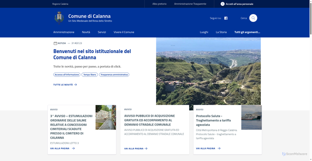 Security scan screenshot of https://www.comune.calanna.rc.it/
