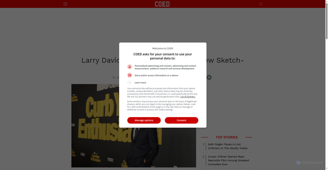 Security scan screenshot of https://coed.com/2025/07/10/larry-david-returns-to-hbo-with-new-sketch-comedy-show-report/