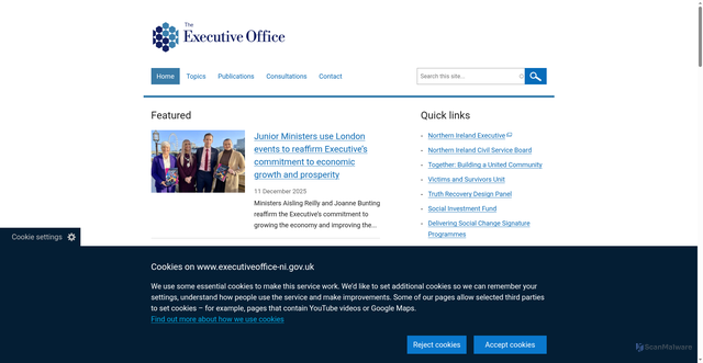 Security scan screenshot of https://www.executiveoffice-ni.gov.uk