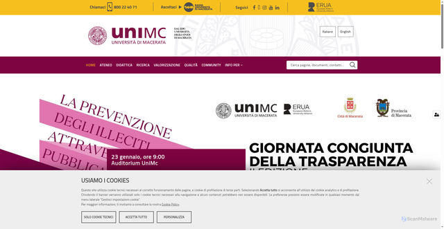 Security scan screenshot of https://www.unimc.it/it
