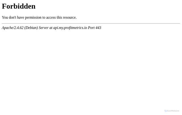 Security scan screenshot of https://api.my.profitmetrics.io/