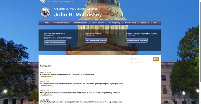Security scan screenshot of https://ago.wv.gov/Pages/default.aspx