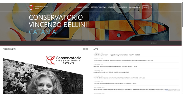 Security scan screenshot of https://www.conservatoriocatania.it