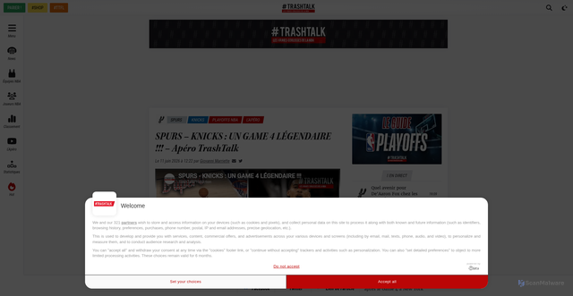 Security scan screenshot of https://trashtalk.co/2026/06/11/spurs-knicks-un-game-4-legendaire-apero-trashtalk/