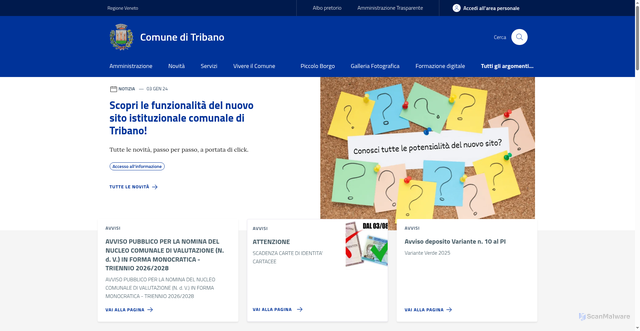 Security scan screenshot of https://www.comune.tribano.pd.it/